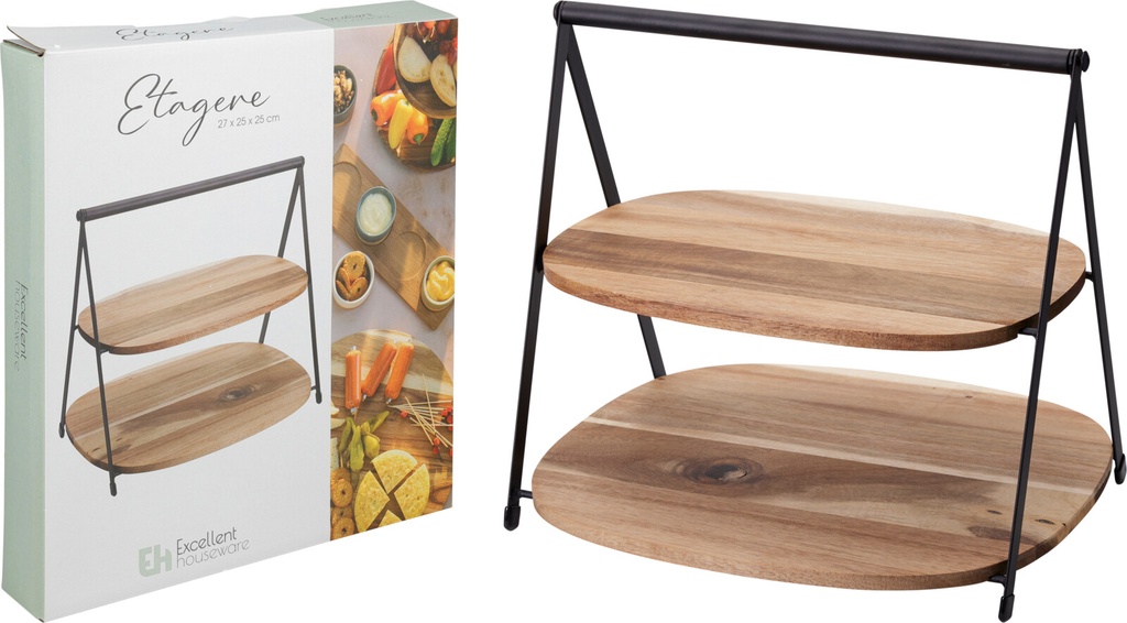 STAND MADERA DE 2 PISOS COMIDA