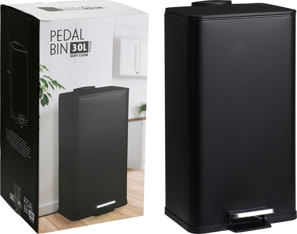 PAPELERA HOGAR NEGRA PEDAL 30L