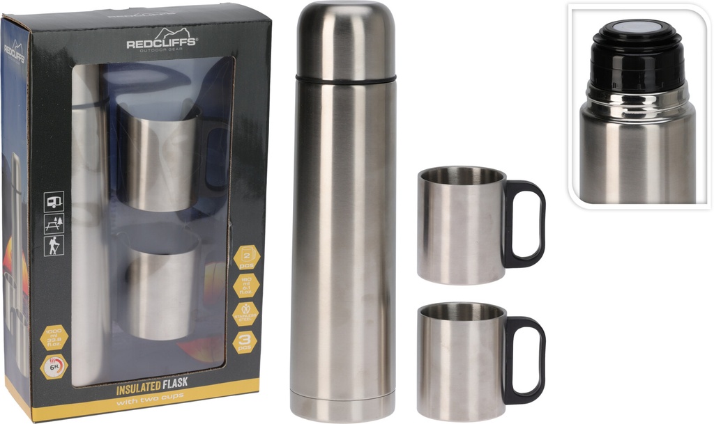 TERMO METAL 1L + 2 TAZAS