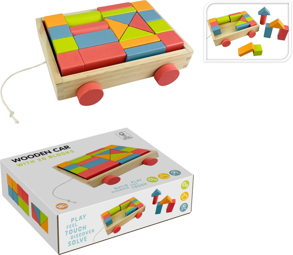 COCHE DE MADERA CON BLOQUES