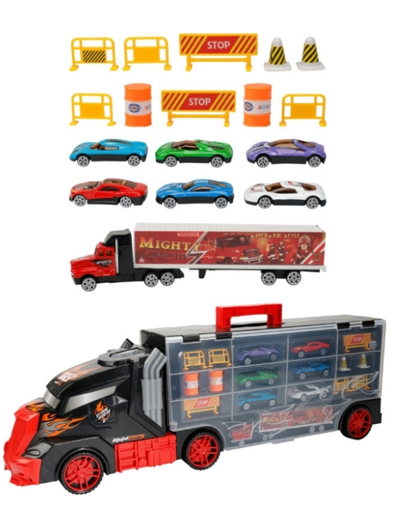 CAMIÓN CON REMOLQUE Y PLATAFORMA