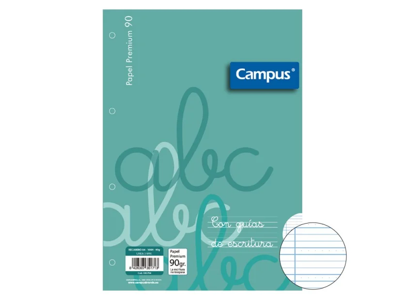 RECAMBIOS CAMPUS A4 100 HOJAS 90G G.E. 3 MM
