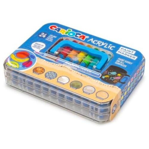 CARIOCA CAJA RIGIDA 24 ROTULADORES PERMANENTES PUNTA PINCEL