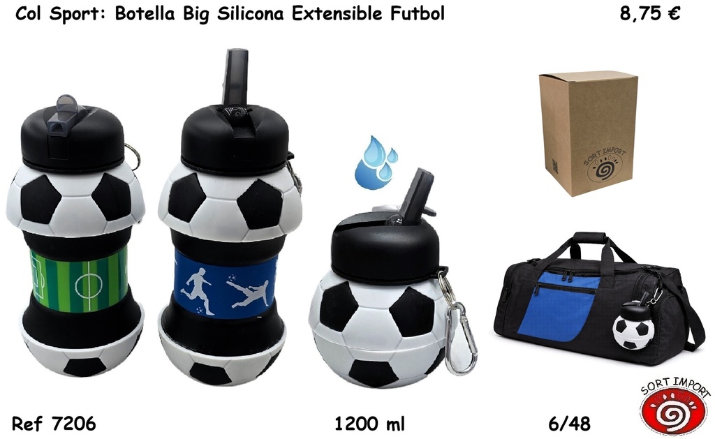 BOTELLA BIG SILICONA EXTENSIBLE FUTBOL