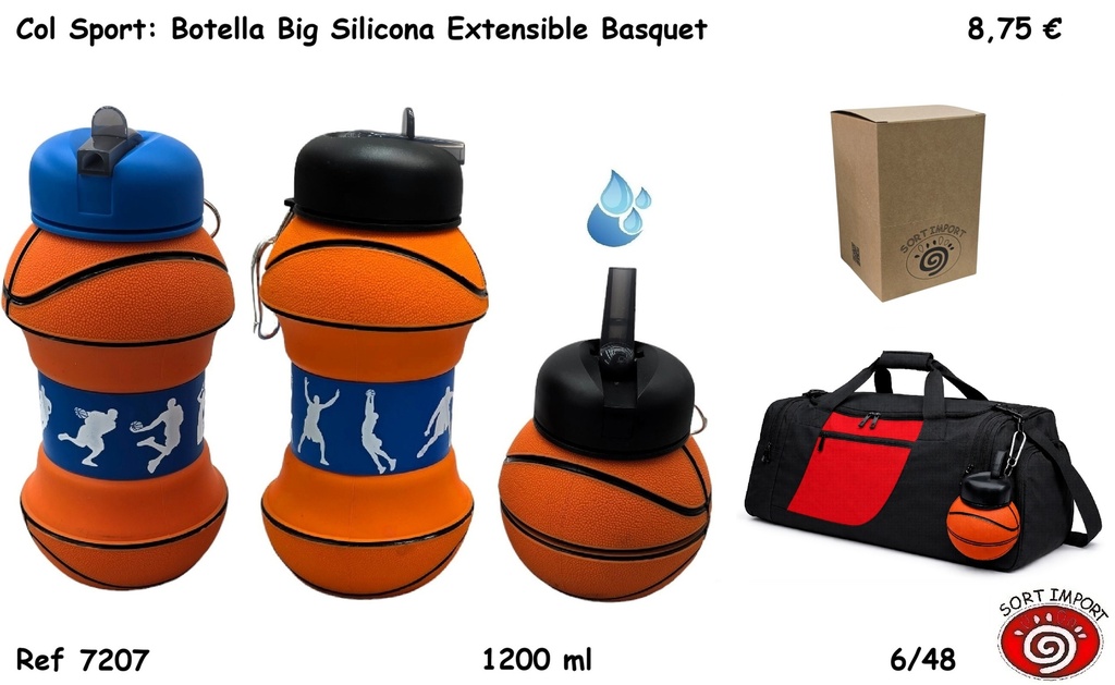 BOTELLA BIG SILICONA EXTENSIBLE BASQUET