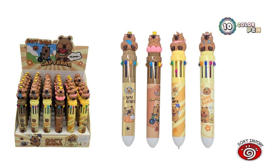 COL CAPYBARA: BOLIGRAFO 10 COLORES