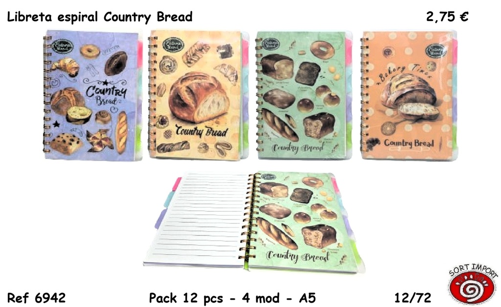 LIBRETA ESPIRAL COUNTRY BREAD