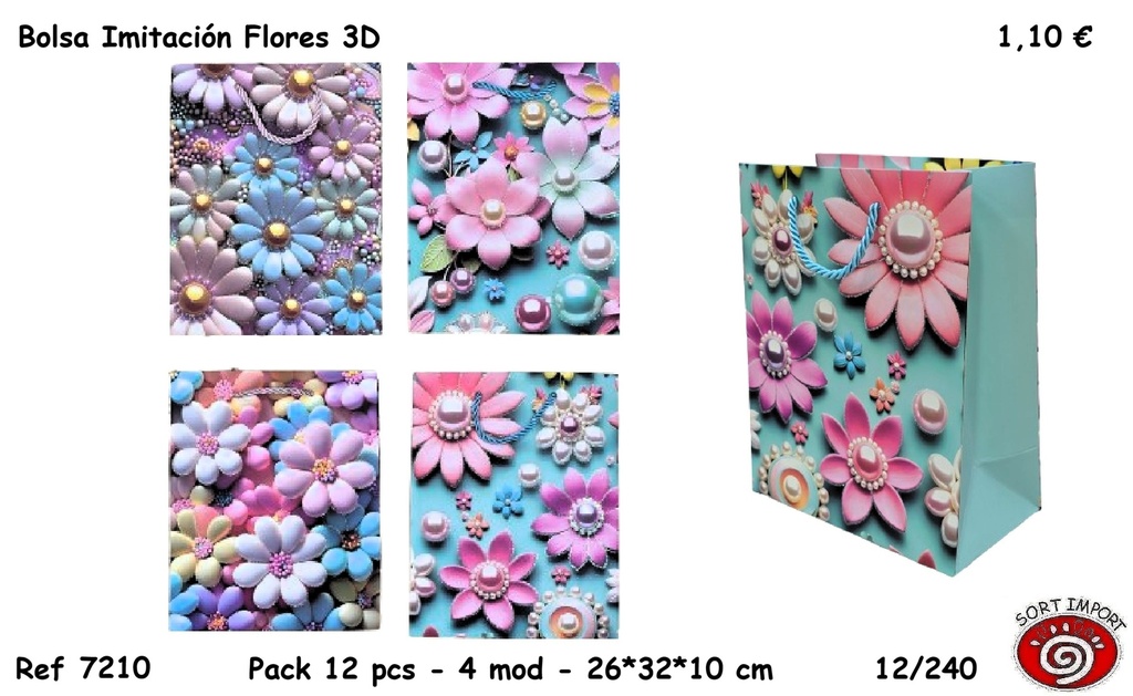 BOLSA REGALO FLORES 3D