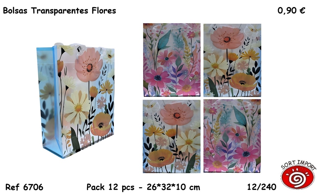 BOLSA REGALO TRANSPARENTES FLORES
