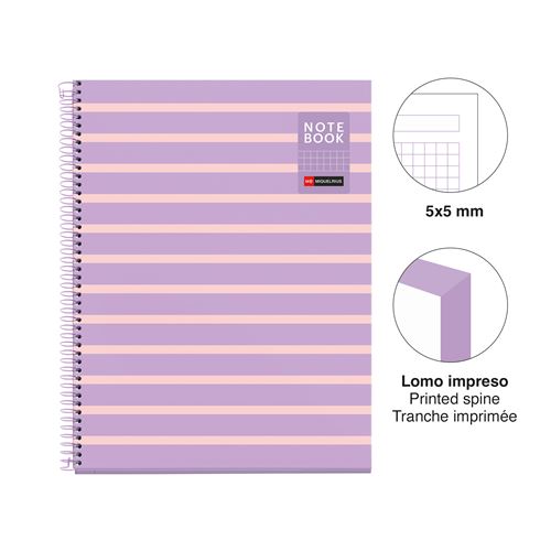 CUADERNO A4 80H CUADRICULA BETWEEN THE LINES MALVA