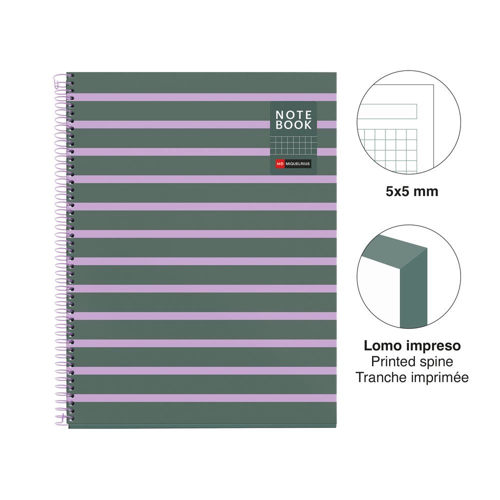 CUADERNO A4 80H CUADRICULA BETWEEN THE LINES CENIZA