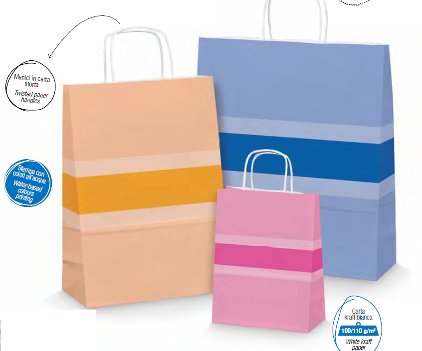 BOLSA KRAFT ALLEGRA COLOR FRANJAS ROSA 16x8X21CM