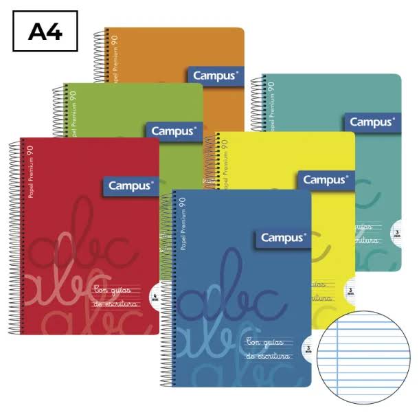 BLOC ESPIRAL CAMPUS A4 T.PLASTICO 80H 90G LINEA 2,5 MM