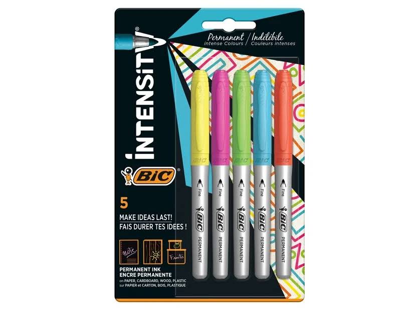 ROTULADOR BIC INTENSITY PERMANENTE 5 COLORES INTENSOS