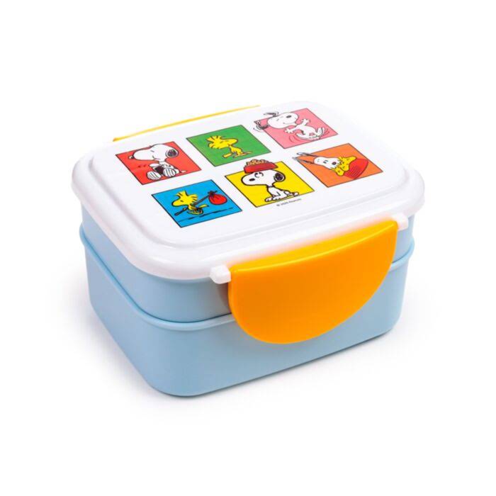 FIAMBRERA TAPER BENTO CON CIERRE EN CLICK Y CUBIERTOS PEANUTS SNOOPY & WOODSTOCK