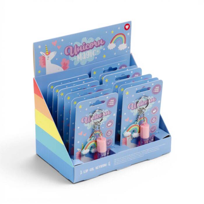 LLAVERO BRILLO DE LABIOS UNICORNIO MAGICO CON CHARM