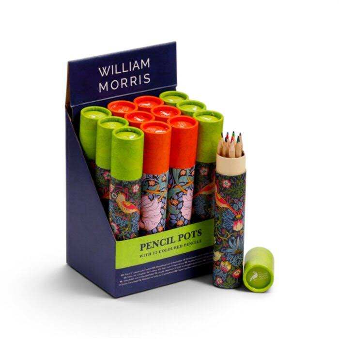 TUBO CON 12 LAPICES DE COLORES WILLIAM MORRIS