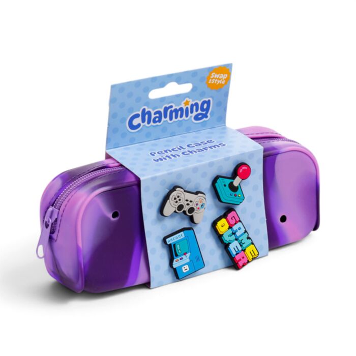 ESTUCHE DE SILICONA CON CHARMS DE GAME OVER