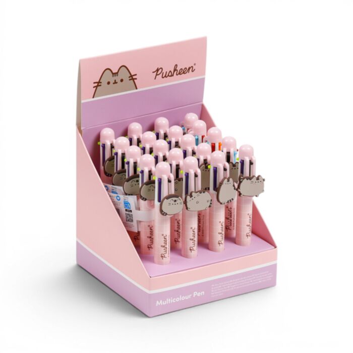 BOLIGRAFO MULTICOLOR 6 COLORES CON ACCESORIO GATO PUSHEEN