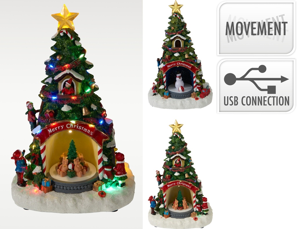 ESCENA NAVIDAD ARBOL 32CM 2MOD