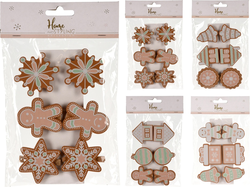 PINZAS MADERA NAVIDAD 4MOD ROSA