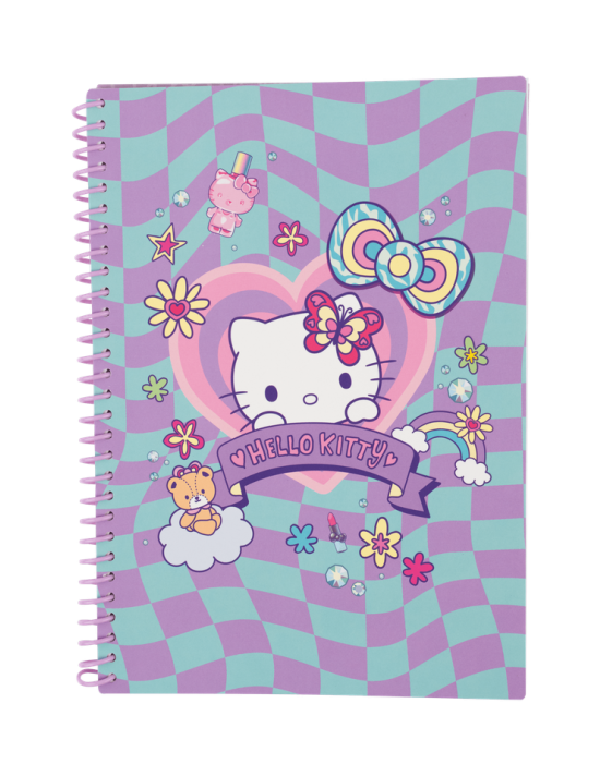 CUADERNO ESPIRAL B5 100H CUADRICULA HELLO KITTY COLORFUL