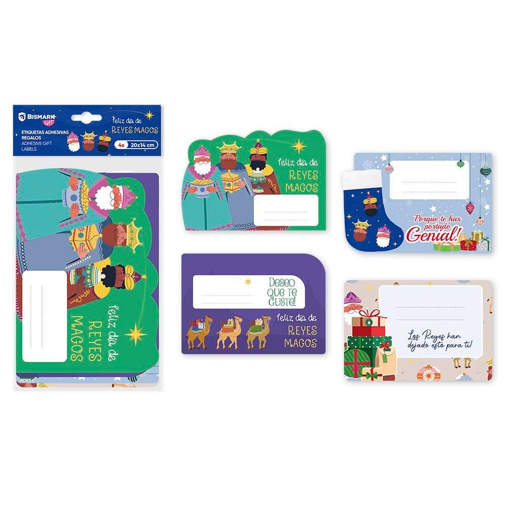ETIQUETAS ADHESIVAS GRANDES 4 UD REYES MAGOS
