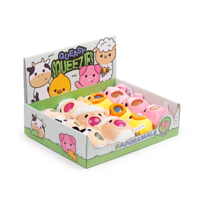 JUGUETE ESTRUJABLE DE PELUCHE QUEASY SQUEEZIES ADORAMALS DE GRANJA