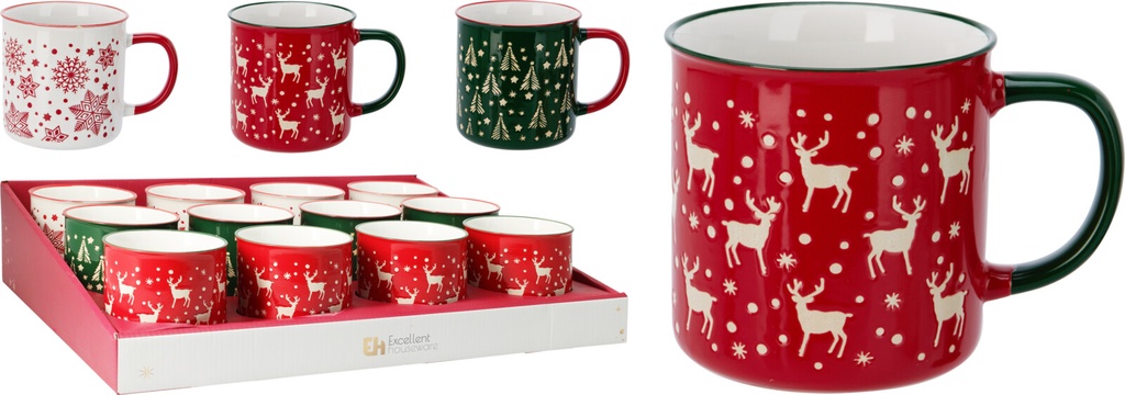 TAZA GRES NAVIDAD 540ML 3MOD
