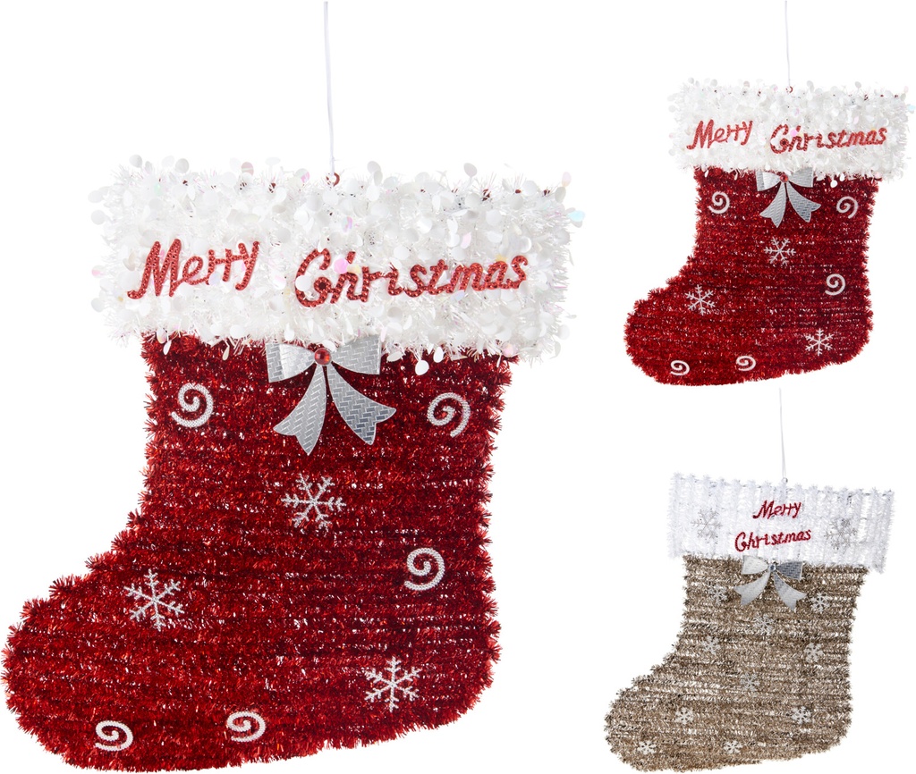 CALCETIN TINSEL NAVIDAD 47CM 2MOD