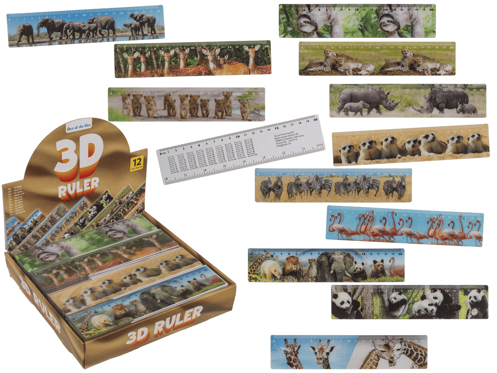 REGLA 3D ANIMALES SALVAJES 21 X 4.5 CM (12 MODELOS)