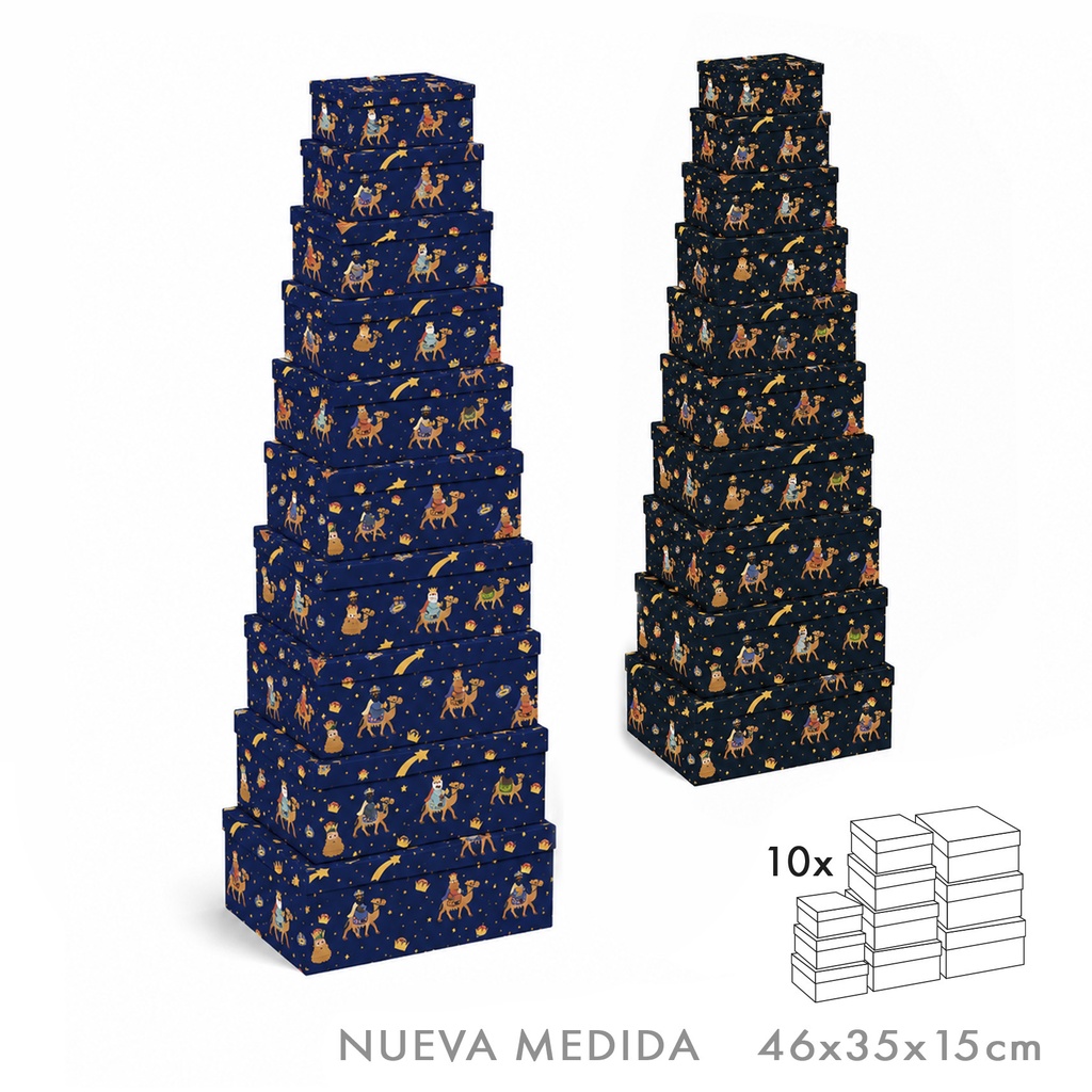 SET 10 CAJAS REYES Y CAMELLO AZUL/NEGRO
