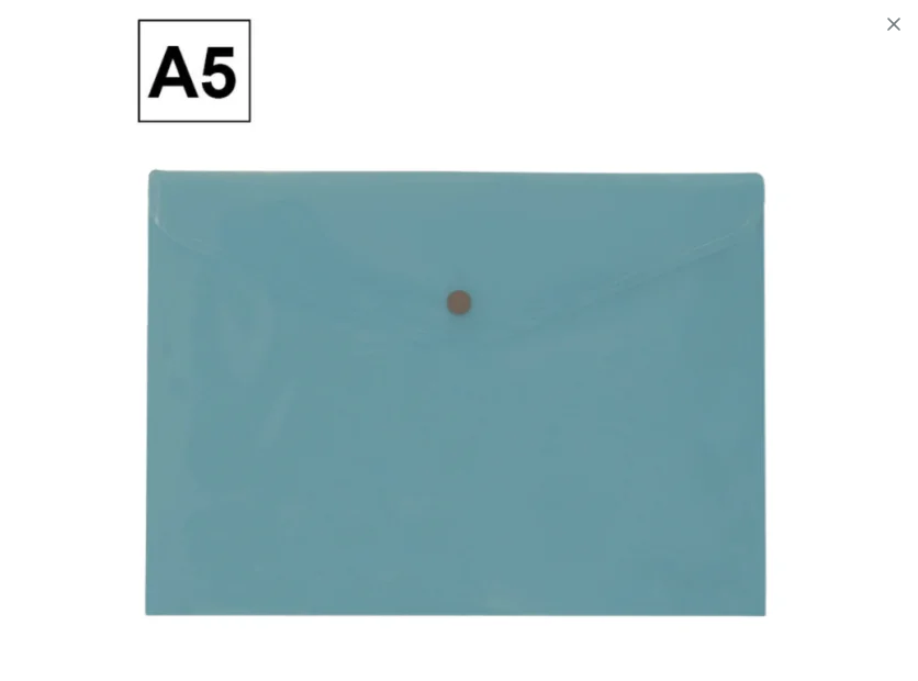 SOBRE 2015 PLUS OFFICE A5 PLASTICO APAISADO BROCHE AZUL GRISACEO