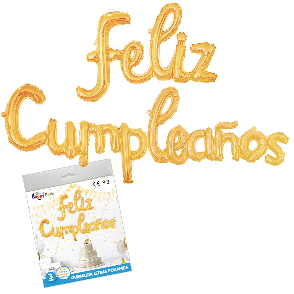 GLOBO POLIAMIDA FELIZ CUMPLEAÑOS 39 ORO