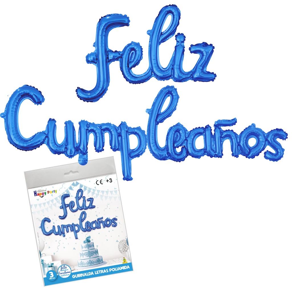 GLOBO POLIAMIDA FELIZ CUMPLEAÑOS 46 AZUL