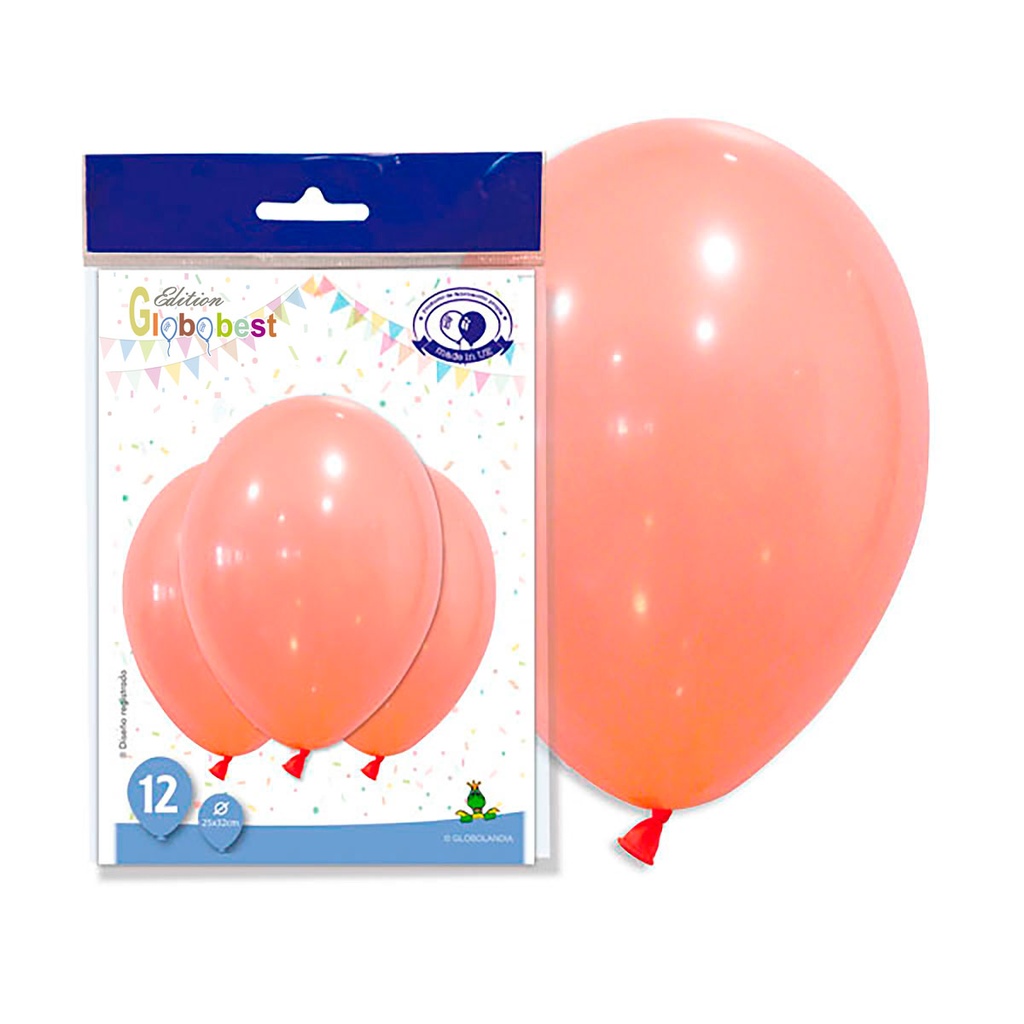 GLOBO DE LATEX 11″ CORAL PASTEL BOLSA DE 12UD