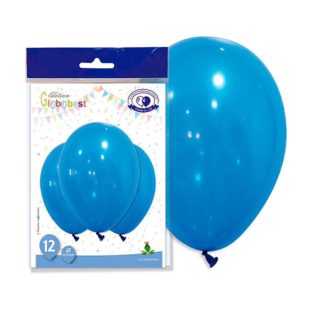 GLOBO LÁTEX LISO 11" AZUL BOLSA DE 12UD