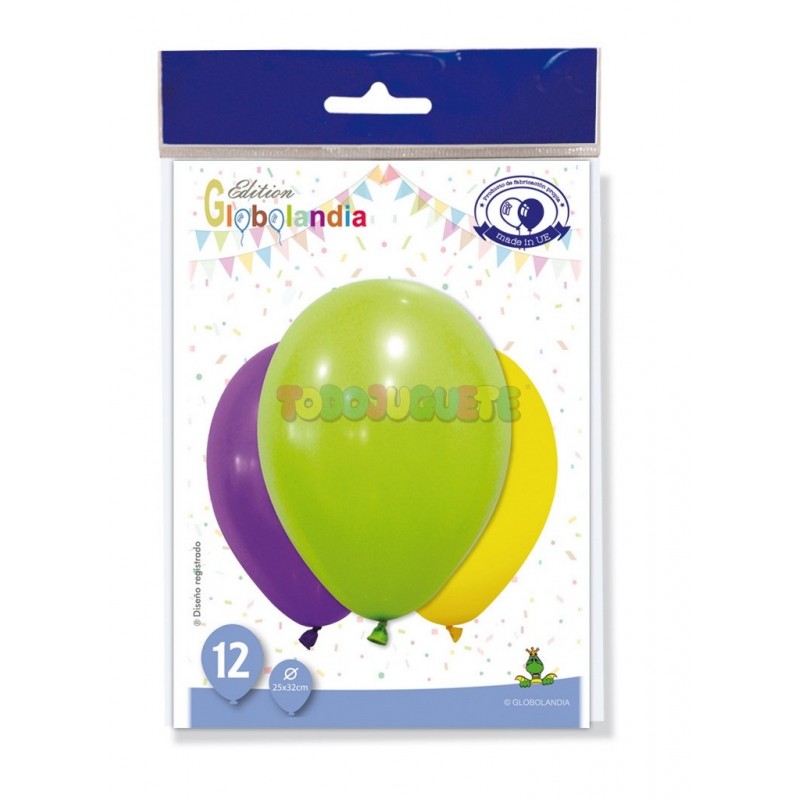 GLOBO DE LÁTEX 25X32CM SURTIDOS BOLSA DE 12UD