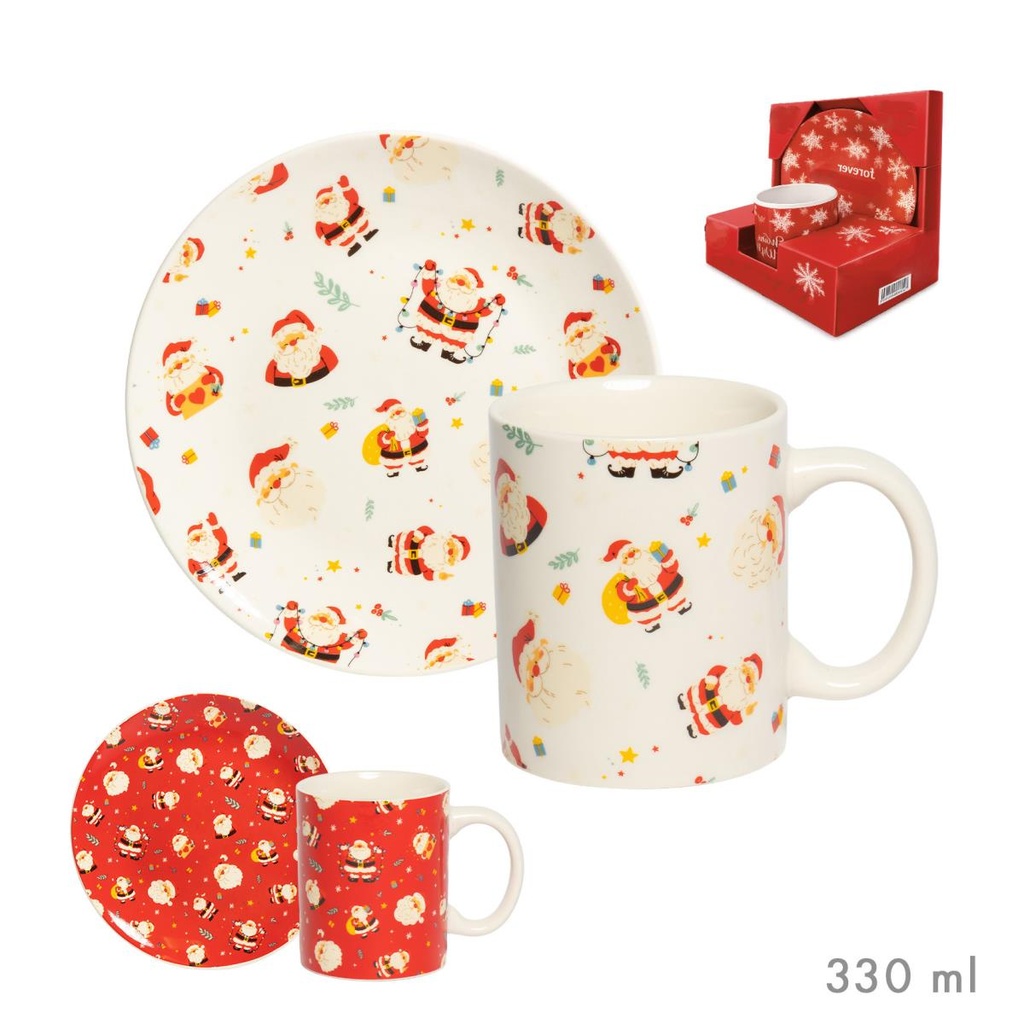 SET TAZA Y PLATO BIENVENIDA PAPA NOEL