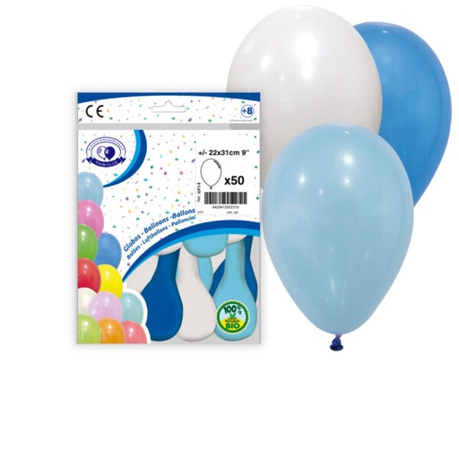 [000586] BOLSA 50 GLOBOS MIX CELESTE-AZUL-BLANCO