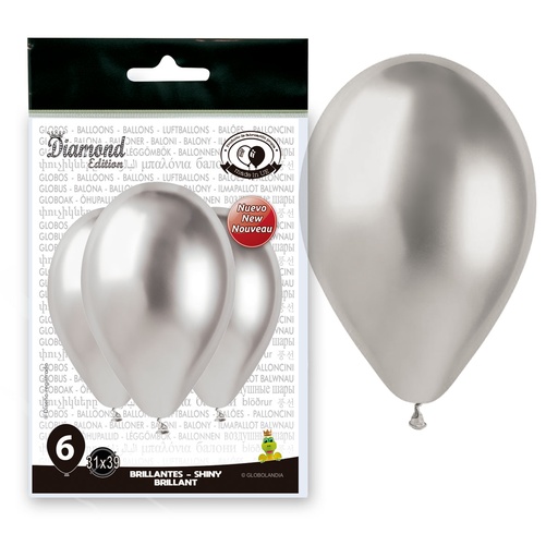 [000601] BOLSA 6 GLOBOS 14SH-89 PLATA ESPEJO