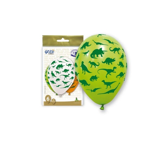 [000593] BOLSA 6 GLOBOS 12GPI TLP DINOSAURIOS
