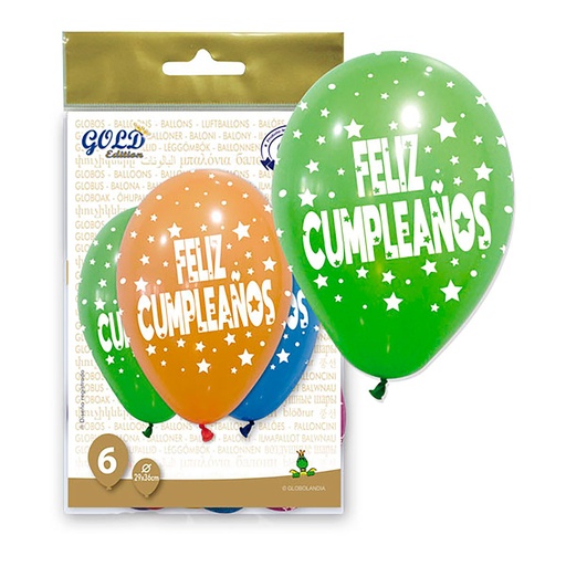 [000598] BOLSA 6 GLOBOS 12GPI TLP FELIZ CUMPLEAÑOS