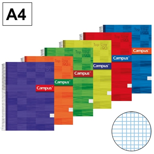 [001825] BLOC ESPIRAL CAMPUS A4 TAPA EXTRADURA 80 HOJAS 90G MILIMETRADO