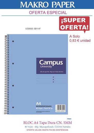 [001147] BLOC A4 80H MICRO T.D. 5MM