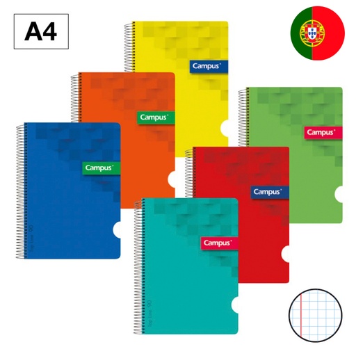 [003173] BLOC ESPIRAL CAMPUS A4 TAPA PLASTICO 80 HOJAS 90G CUADRICULA 5MM DOBLE MARGEN