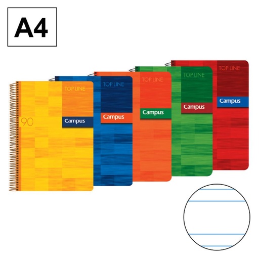 [002197] BLOC ESPIRAL CAMPUS A4 TAPA PLASTICO 80 HOJAS 90G DOBLE RAYA 2,5MM
