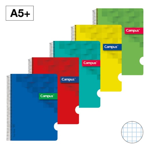 [002434] BLOC ESPIRAL CAMPUS A5+T.PLASTICO 80H 90G CUADRICULA 4MM