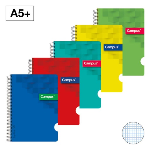 [002435] BLOC ESPIRAL CAMPUS A5+T.PLASTICO 80H 90G MILIMETRADO