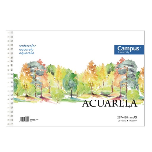 [600305] BLOC DIBUJO A3 20H 190 GR ACUARELA